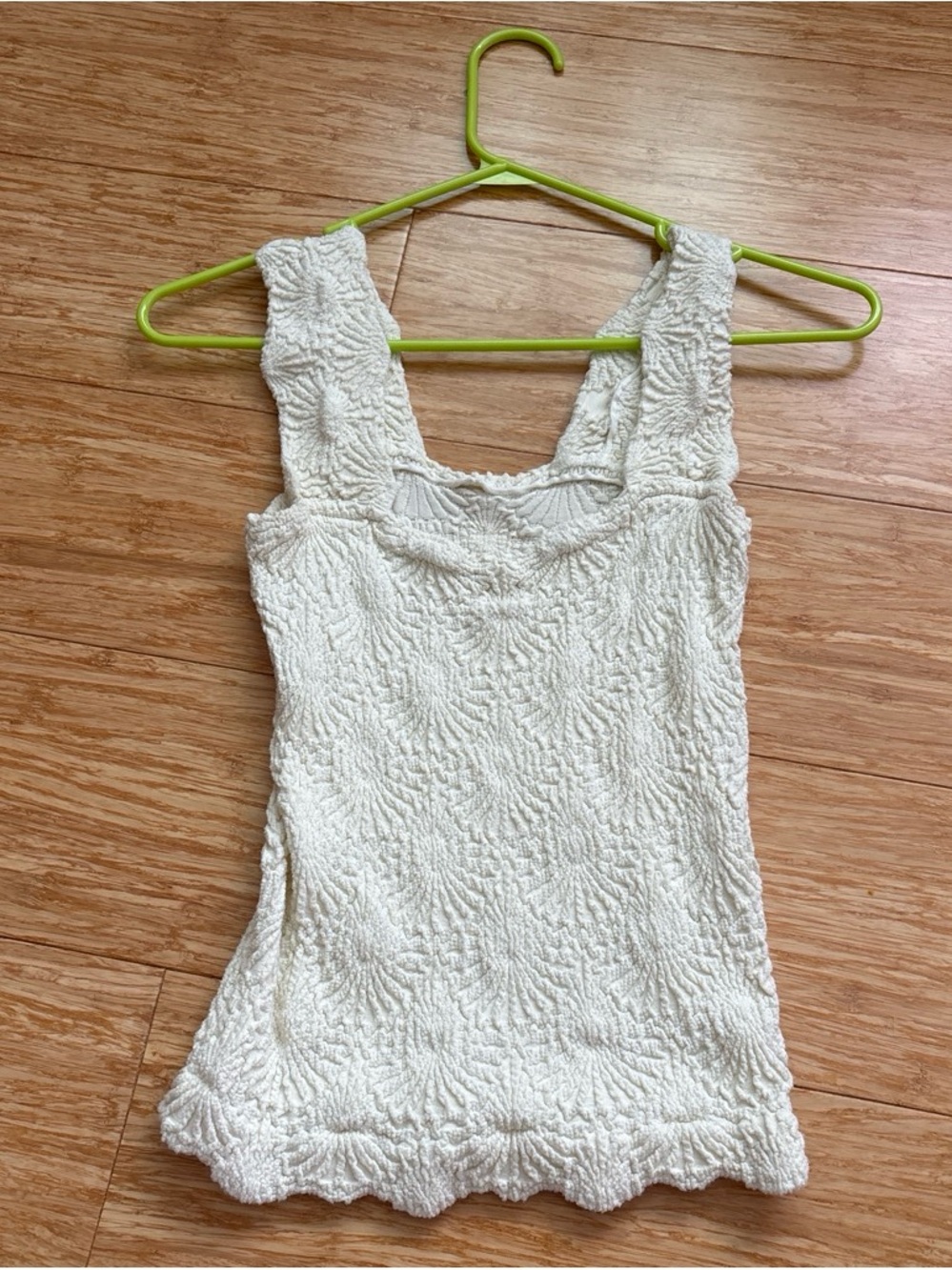 Free People Cream Textured Knit Tank Top